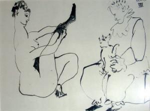 Picasso Pablo,'Nude, Clown and a dog', lithograph, published 195,1954,Lots Road Auctions 2007-02-25