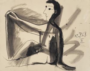 Picasso Pablo 1881-1973,Jeune homme nu assis,1967,Christie's GB 2012-02-08