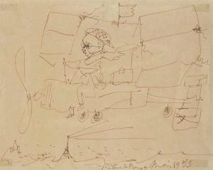 Picasso Pablo 1881-1973,Retour de Rome, Sabartés aviateur,1953,Christie's GB 2016-03-31