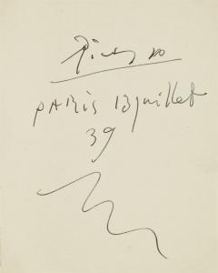Picasso Pablo 1881-1973,Sans titre,1939,Christie's GB 2010-06-14