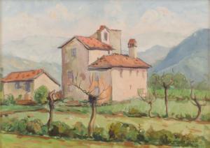 PICCOLO Peppino 1903-1983,paesaggio con caseggiato,1983,Trionfante IT 2016-06-18