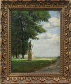PICHET Louis 1913,Sommerliche Parkansicht mit großem Denkmal und zah,Reiner Dannenberg DE 2017-03-10