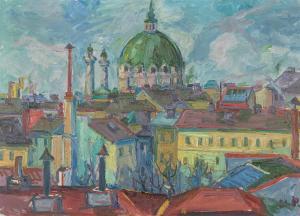 PICHLER Stefan 1911-1944,Wien, im Hintergrund die Karlskirche,Palais Dorotheum AT 2023-09-20