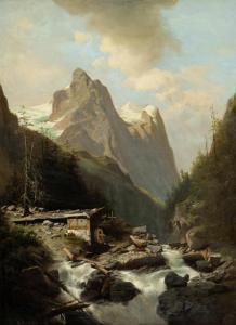 PICK Anton 1840-1905,Rivier met waterval in bergvallei,1870,Venduehuis NL 2024-02-28