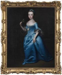 PICKERING Henry 1720-1775,Girl in a Blue Satin Gown and Holding a Rose,Brunk Auctions US 2022-09-29