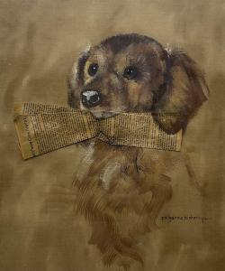 PICKERING Pollyanna 1942-2018,Puppy with a Newspaper,David Duggleby Limited GB 2022-11-12