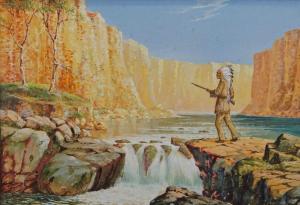 PICKUP Victor E. 1900-1930,Native American figure in a river canyon,Rosebery's GB 2022-05-05