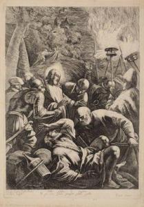 PICOU Robert Picquot 1593-1671,Jésus livré à ses énemis gravé d'après Bassano,De Maigret 2021-07-05