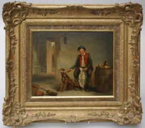 PIDDING Henry James 1797-1864,A man seated with dog and pipe in a simply furnish,Hansons 2021-09-04