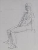PIDDOCK David 1960,seated nude,Burstow and Hewett GB 2019-06-19