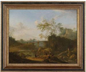 PIEMONT Nicolas, dit Opgang,Italianate landscape with river fishers in the for,Nagel 2011-02-23