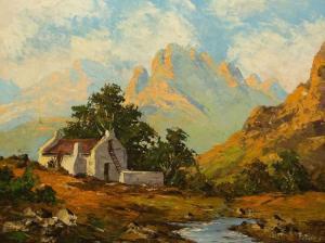 PIENAAR T,Mountain Landscape with Cape Dutch Cottage,5th Avenue Auctioneers ZA 2016-02-21