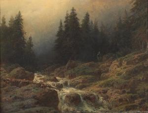 PIEPENHAGEN August Bedrich 1791-1868,A Hunter at a Mountain Stream,Palais Dorotheum AT 2024-04-25