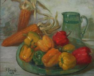 PIERINI GUERRINO,STILL LIFE WITH BELL PEPPERS AND DRIED CORN,1950,Sloans & Kenyon 2011-11-11