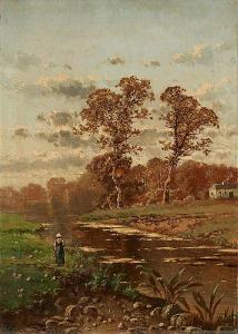 PIERON Henri 1856-1912,Promenade le long de la rivière,1885,Horta BE 2020-09-07
