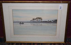 PIERROT,Twentieth century watercolour study of a tropical coastal scene,Reeman Dansie GB 2011-09-27