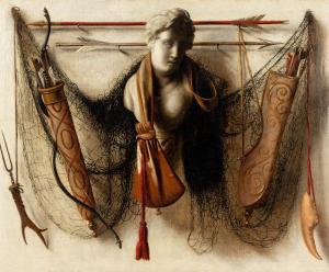 PIERSON Christoffel 1631-1714,Trompe l'oeil Still Life of Arrows, a Bow, Quivers,Hindman 2023-05-18