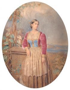 PIETROCOLA Floriano 1809-1899,Ritratto di giovane popolana con Golfo d,Galleria Pananti Casa d'Aste 2021-12-10