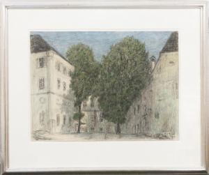 PIETZSCH Richard 1872-1960,Münchner Innenhof Buntstifte,1936,Scheublein Art & Auktionen 2021-10-29