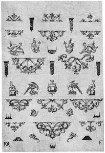 PIGNOT Daniel 1900-1900,Ornamentstichblatt mit verschiedenen Beschlägen,Galerie Bassenge 2014-11-27