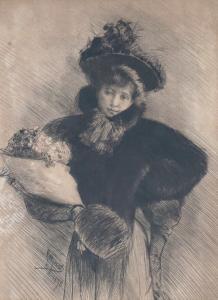 PIGUET Rodolphe 1840-1915,Jeune femme au bouquet,1898,Ruellan FR 2023-07-22