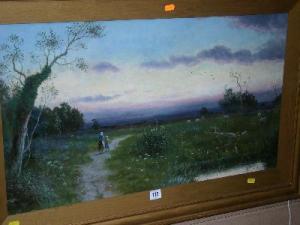 PIKE F.W,Sunset heathland scene with sheep and two figures on a path,Rogers Jones & Co GB 2008-08-26
