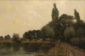 PIKE Sidney 1880-1901,Cattle on the riverbank,Mallams GB 2023-10-18