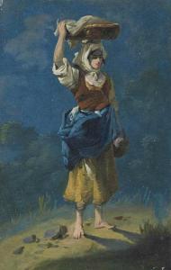 PILLEMENT Jean Baptiste 1728-1808,Jeune paysanne italienne,Christie's GB 2015-11-04