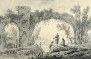 PILLEMENT Jean Baptiste 1728-1808,Paysage aux pêcheurs avec un aqueduc en ,Boscher-Studer-Fromentin 2016-03-30
