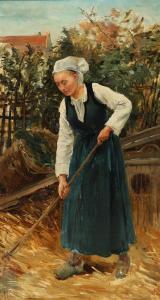 PILLINI Marguerita 1800-1900,A woman cleaning a fold,Bruun Rasmussen DK 2022-12-19
