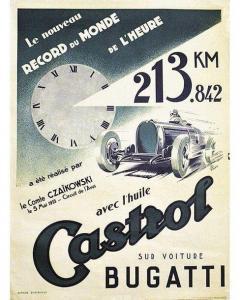 PILLOD J,Bugatti avec L'Huile Castrol 213 km Nouveau Record,1933,Artprecium FR 2020-07-10