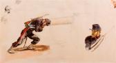 PILS Isidore 1813-1875,Soldats poussant un canon et esquisse,Millon & Associés FR 2017-10-27