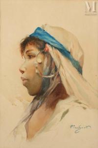 PINCHART Auguste Emile 1842-1924,Portrait de tunisienne,Millon & Associés FR 2023-06-16