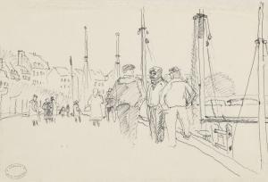 PINCHON Robert Henri 1889,Marins sur le port de Trouvill,Rossini FR 2023-04-13