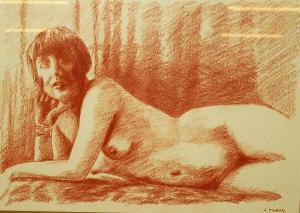 PINEAU A 1900-1900,FRAMED DRAWING NUDE,Horner's GB 2009-09-12