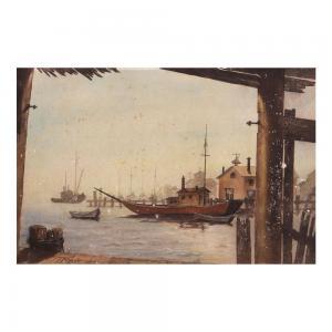 PINEDA Jorge 1879-1946,Harbor,1917,Leon Gallery PH 2024-01-20