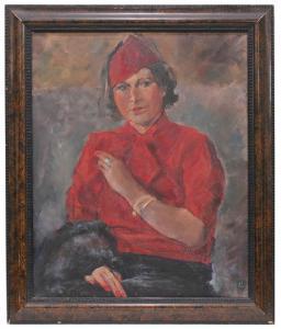 PINET PÀMIES ENRIQUE 1913-1974,WOMAN IN RED,Subarna ES 2019-06-20
