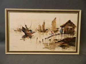 PING Huan,View of Hong Kong harbour,Crow's Auction Gallery GB 2015-09-16