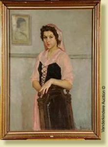 PINKAVA Rostislav 1925,Portrait de femme dans un intérieur,VanDerKindere BE 2008-01-15