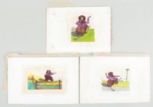 PINKNEY Jerry 1939,group of (3) children's book illustrations of a beaver,South Bay US 2020-12-05