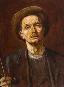 PIOTROWSKI Waclaw 1887-1957,Autoportret w kapeluszu,1939,Desa Unicum PL 2023-04-24