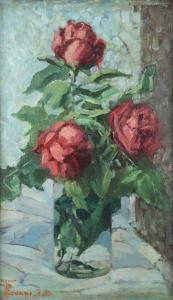 PIOVANO Ferruccio 1890-1981,Tre rose in vaso,1965,Sant'Agostino IT 2022-02-25