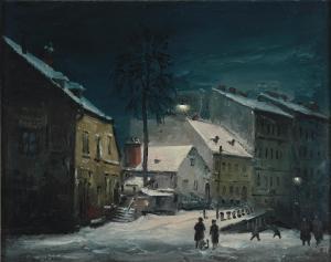 PIPAL Viktor 1887-1971,Winterliche Dorfstraße bei Nacht,Palais Dorotheum AT 2023-12-21