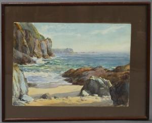 PIPER William F 1900-1900,beach scene with distant cliffs,Denhams GB 2022-07-13