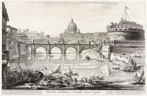 Piranesi Giovanni Battista,Veduta del Ponte e Castello Sant'Angelo,1754,Swann Galleries 2024-04-18