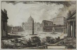 Piranesi Giovanni Battista 1720-1778,Veduta della gran Piazza e Basilica di S.,1772,Kahn & Associes 2018-10-18