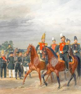 PIRATSKY Karl Karlovich 1813-1871,Mounted Officers and Men,Stockholms Auktionsverket SE 2005-12-09