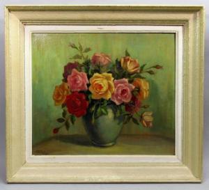 PIRAZZINI Fortune 1900-1900,Bouquet de roses sur un entablement,Loizillon FR 2020-05-16