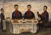 PIROSMANI NIKO 1866-1918,Three Men at Dinner,Shapiro Auctions US 2013-02-16