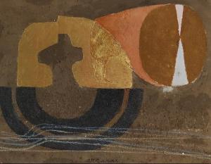 PIROT JEAN MARIE 1926-2018,Composition abstraite noire et or,1975,Sadde FR 2020-10-26